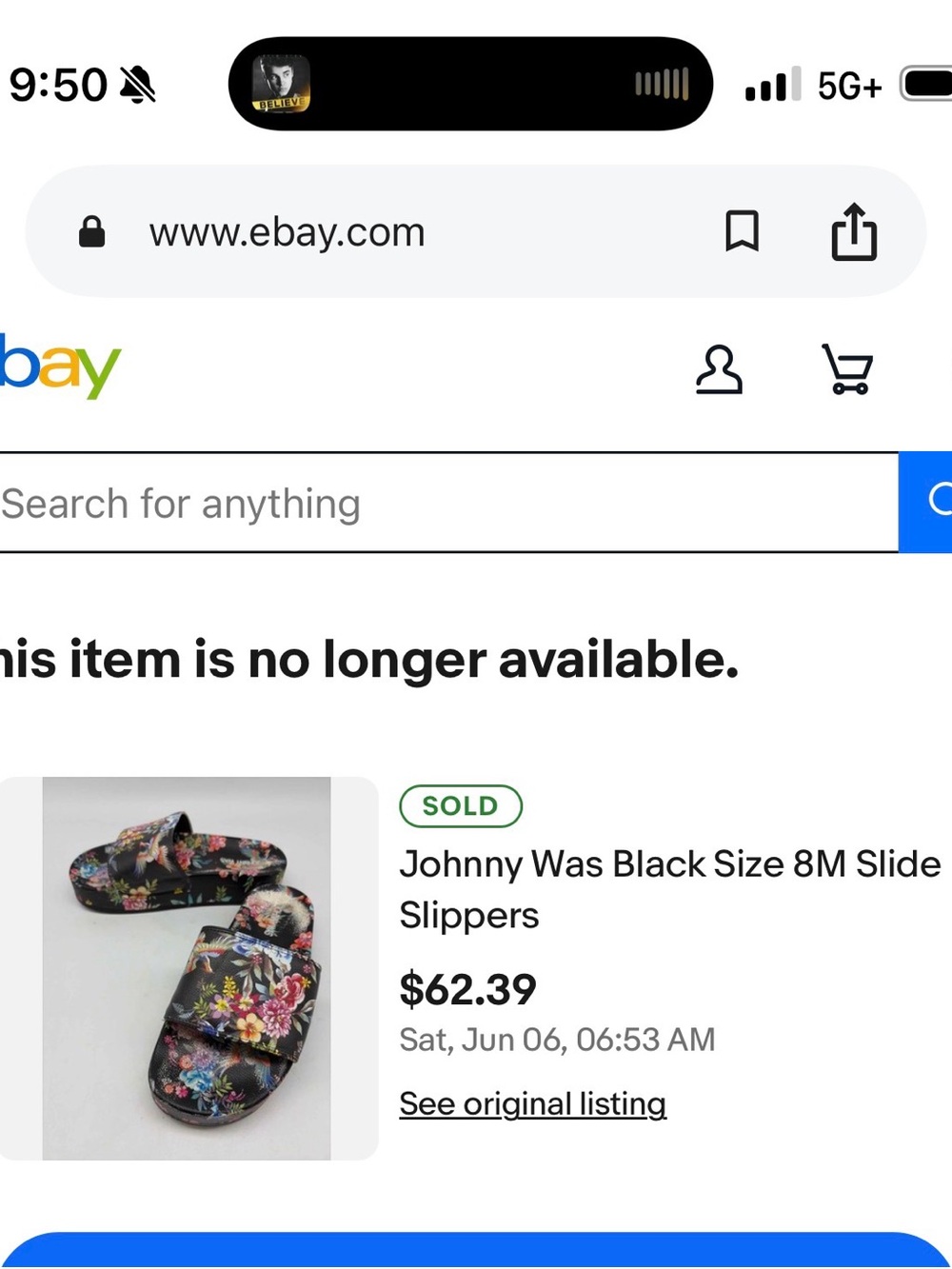 Johnny Was Black Floral Slide Sandals